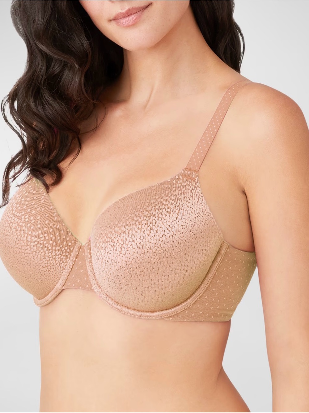 Wacoal NWT Back Appeal T-Shirt Bra in Praline Underwire Shimmering Dot Bra 34DD